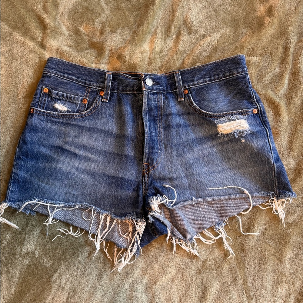 Levi's Blue Jean Distressed Cut-Off Shorts